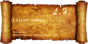Leirer Hanga névjegykártya